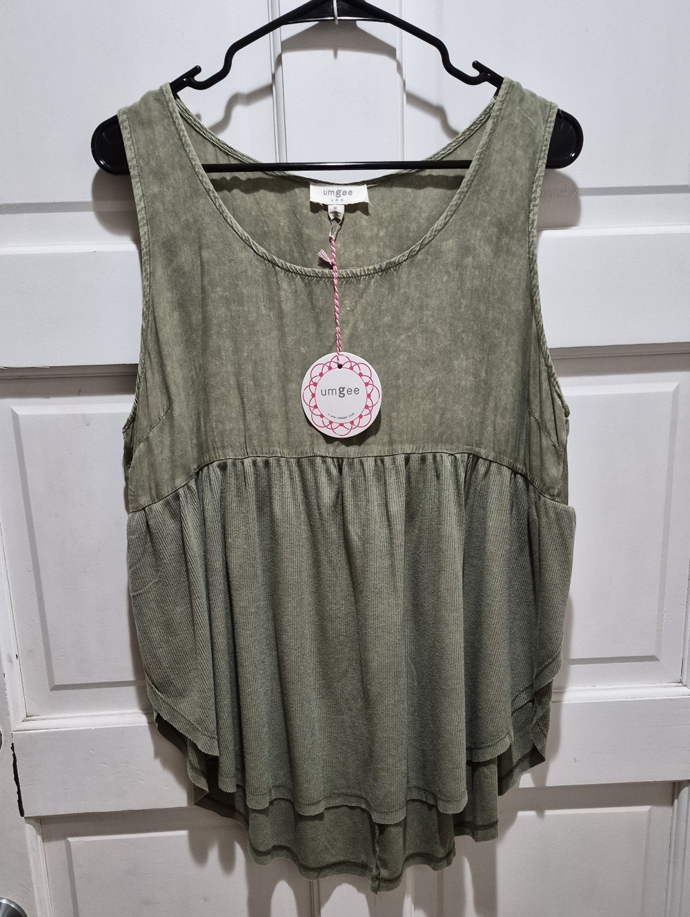 Umgee Mineral Wash Sleeveless Babydoll Top – Size M (NWT)